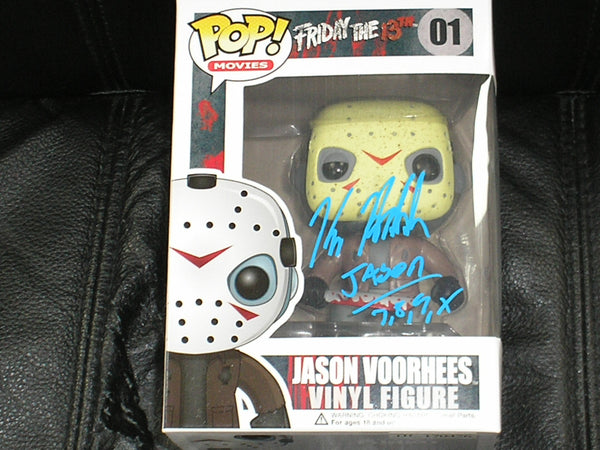 KANE HODDER Signed Jason Voorhees Funko Pop Figure Friday the 13th (BLUE) - HorrorAutographs.com
