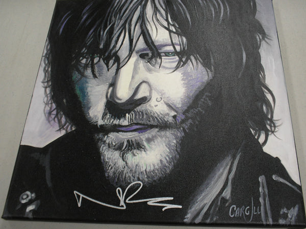 NORMAN REEDUS Signed Original Canvas Painting Daryl Dixon The Walking Dead RARE D - HorrorAutographs.com