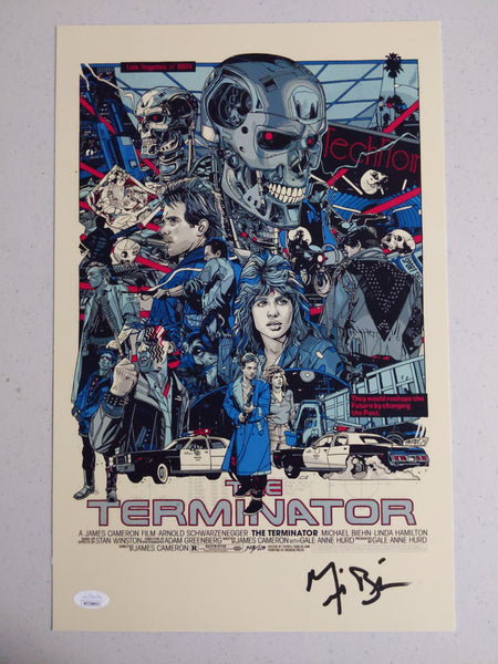 MICHAEL BIEHN Signed TERMINATOR 11x17 Movie Poster REESE JSA BAS QR Code B
