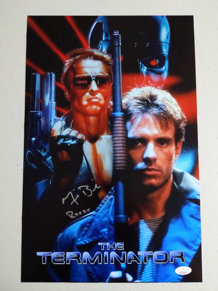 MICHAEL BIEHN Signed TERMINATOR 11x17 PHOTO REESE JSA BAS QR Code C