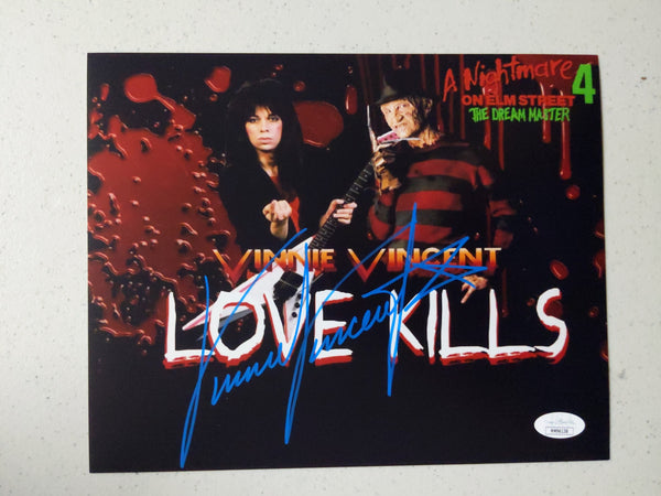 VINNIE VINCENT Signed Nightmare on Elm Street 8x10 Photo Autograph Freddy KISS BAS JSA COA D blue