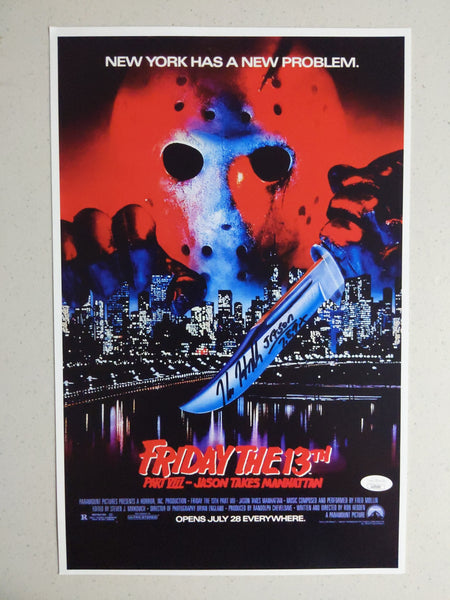 KANE HODDER Signed 11x17 Jason Takes Manhattan Poster Jason Voorhees Friday 13th Part 8 JSA BAS  Z