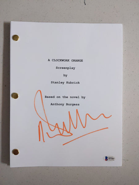 MALCOLM McDowell Signed A Clockwork Orange Full SCRIPT Autographed RARE BAS orange sig