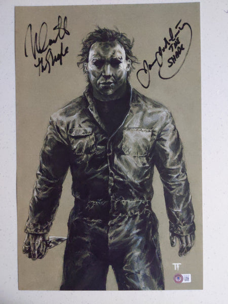 NICK CASTLE & JAMES JUDE COURTNEY Signed 11x17 Photo Halloween Michael Myers JSA BAS BECKETT COA