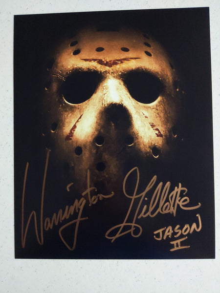 WARRINGTON GILLETTE Signed Jason Voorhees 8X10 Photo Autograph FRIDAY THE 13TH Part 2 H - HorrorAutographs.com