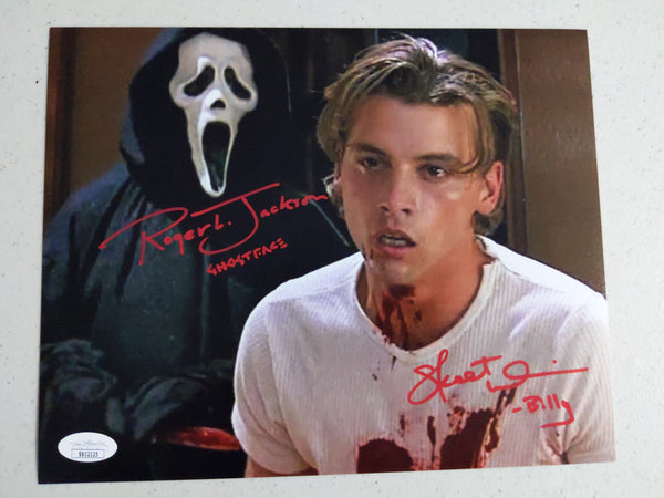 ROGER JACKSON and SKEET ULRICH 2x Signed SCREAM 8x10 Photo GHOSTFACE Autograph BAS JSA COA