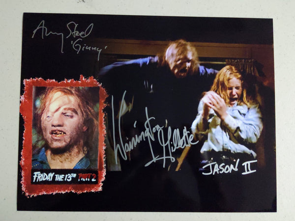 WARRINGTON GILLETTE Amy STEEL 2x Signed Jason 8X10 Photo FRIDAY THE 13TH Part 2 BAS JSA