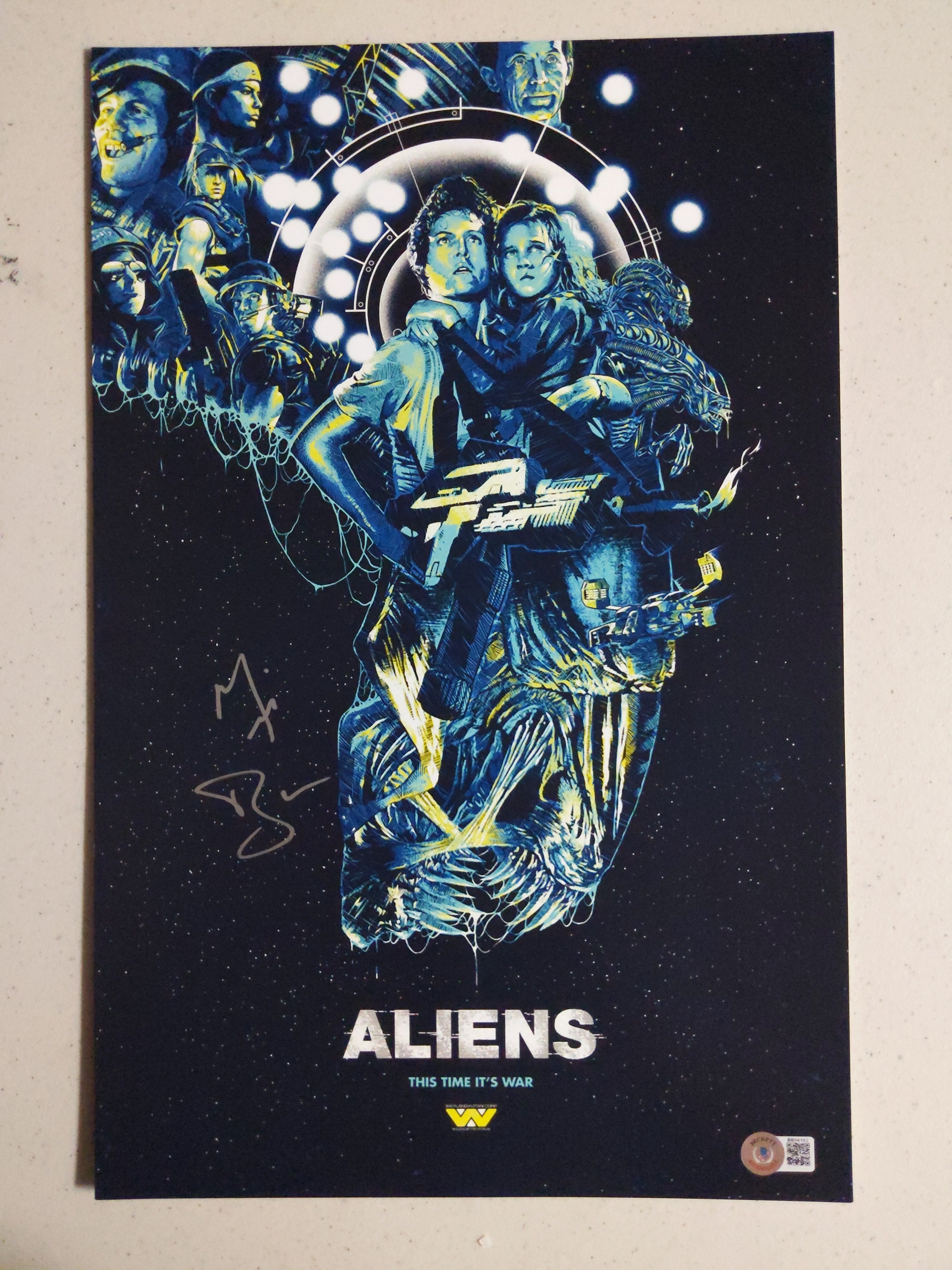 文学・小説 EWB JJJ Signed poster MICHAEL BIEHN Signed ALIENS 11x17 Poster Autograph Hicks JSA BAS
