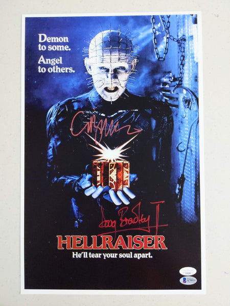 CLIVE BARKER & DOUG BRADLEY Signed Hellraiser Pinhead 11x17 Photo Autograph BAS JSA COA