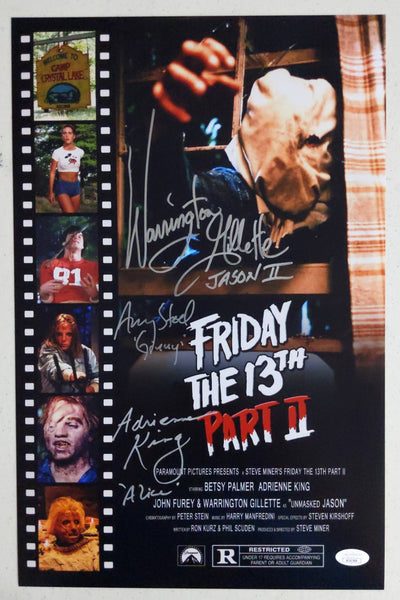 WARRINGTON GILLETTE Amy STEEL Adrienne KING 3x Signed Jason 11x17 PHOTO FRIDAY THE 13TH Part 2 BAS QR JSA