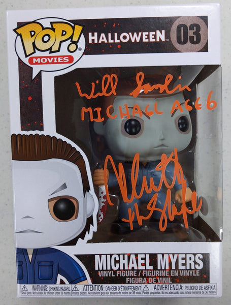 NICK CASTLE WILL SANDIN 2x Signed Michael Myers FUNKO POP Figure Halloween BAS JSA COA