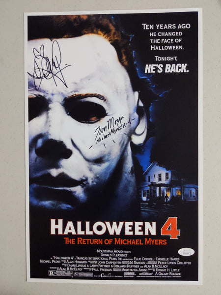 DANIELLE HARRIS TOM MORGA Signed 11x17 Movie Poster Halloween Autograph BAS JSA COA
