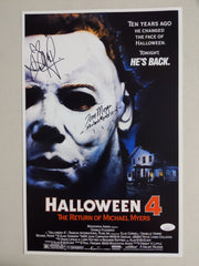 DANIELLE HARRIS TOM MORGA Signed 11x17 Movie Poster Halloween Autograph BAS JSA COA