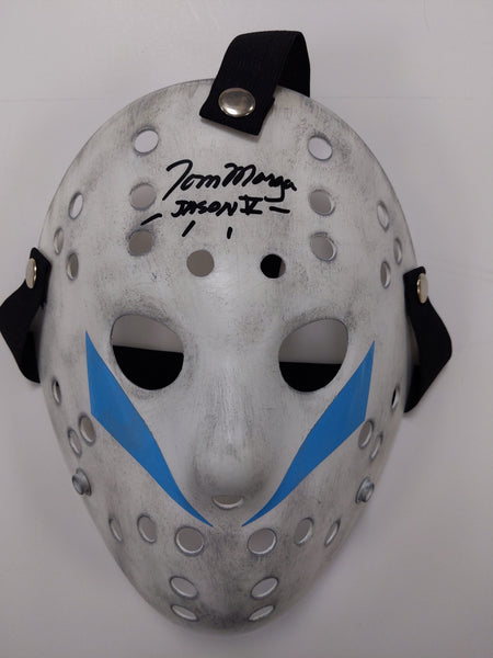 TOM MORGA Signed Hockey Mask Jason Voorhees Friday the 13th Part 5 BAS JSA D White