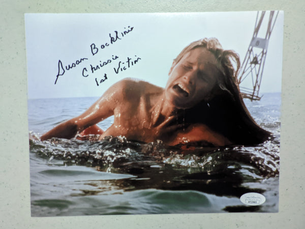 Susan Backlinie Signed 8x10 PHOTO Jaws Autograph Chrissie 1st Victim Inscription BAS JSA COA bl
