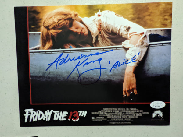 Adrienne King autographed 8x10 photo as Alice from Friday the 13th, with certificate of authenticity by JSA or BAS