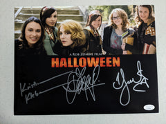 DANIELLE HARRIS SCOUT TAYLOR COMPTON & KRISTINA KLEBE 3X Signed Custom 10x13 Photo RZ Halloween Girls Autograph BAS JSA COA