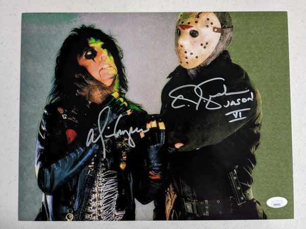 ALICE COOPER & CJ GRAHAM Dual Signed Man Behind the Mask 10x13 Photo auto Friday the 13th JSA COA