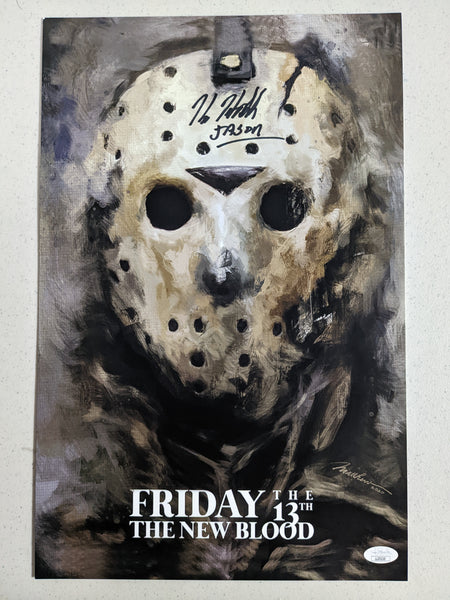 KANE HODDER Signed 11x17 New Blood Poster Jason Voorhees Friday 13th Part 7 BAS JSA B