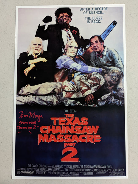TOM MORGA Signed 11x17 Movie Poster Texas Chainsaw Massacre JSA COA