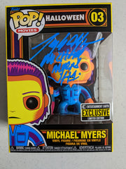 TONY MORAN Signed Michael Myers Funko Pop Figure Blacklight Limited Edition Autograph HALLOWEEN BAS JSA Blue