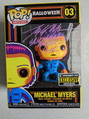 TONY MORAN Signed Michael Myers Funko Pop Figure Blacklight Limited Edition Autograph HALLOWEEN BAS JSA Purple