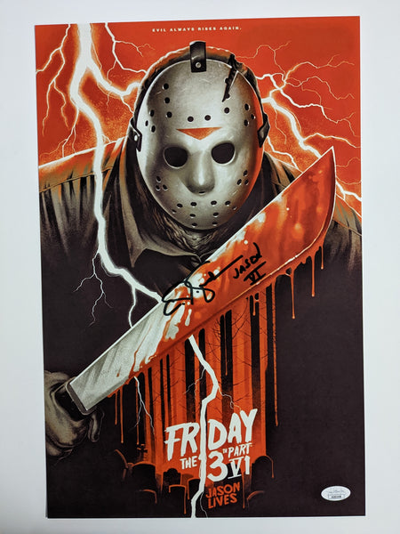 CJ GRAHAM Signed JASON VOORHEES 11x17 Movie poster Autograph FRIDAY the 13th PART 6  BAS JSA COA C