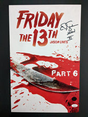 CJ GRAHAM Signed JASON VOORHEES 11x17 Movie poster Autograph FRIDAY the 13th PART 6  BAS JSA COA D