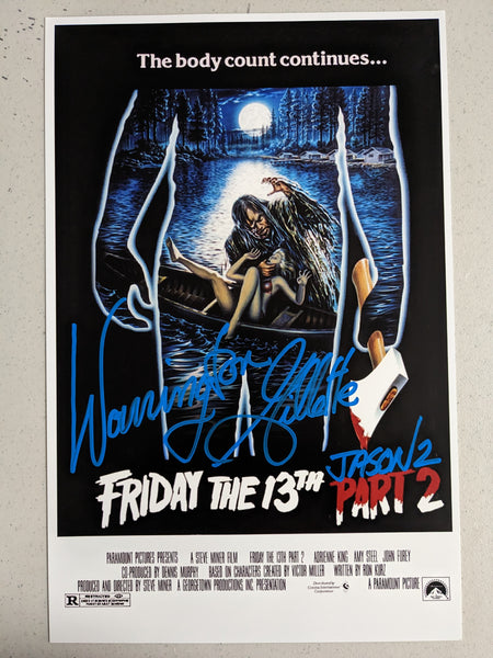 WARRINGTON GILLETTE Signed Friday the 13th Part 2 11x17 Movie Poster Autograph Auto Jason Voorhees COA Zb