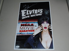 ELVIRA Signed 11x17 Movie Macabre Poster Cassandra Peterson Autograph BAS JSA COA A