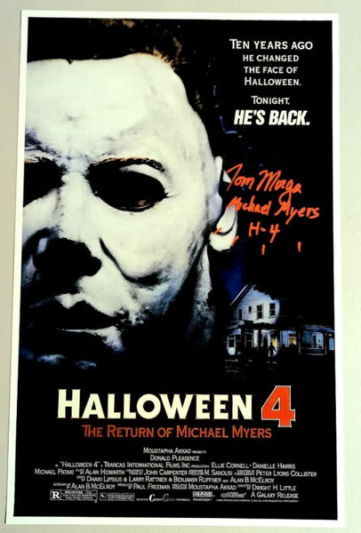 TOM MORGA Signed Halloween Part 4 11x17 Movie Poster Return of MICHAEL MYERS JSA COA