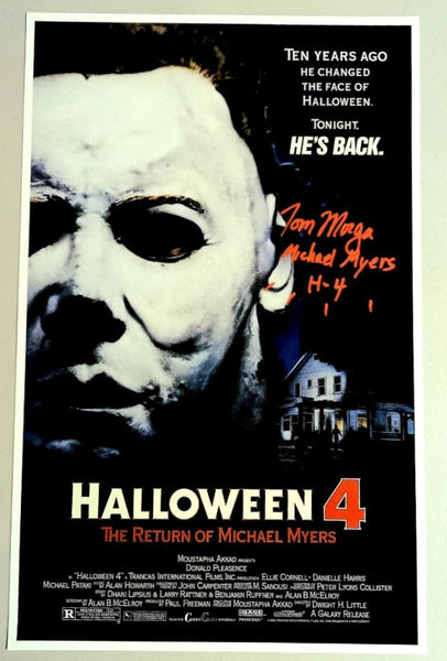 TOM MORGA Signed Halloween Part 4 11x17 Movie Poster Autograph Return of MICHAEL MYERS