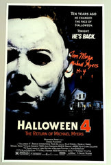 TOM MORGA Signed Halloween Part 4 11x17 Movie Poster Return of MICHAEL MYERS JSA COA